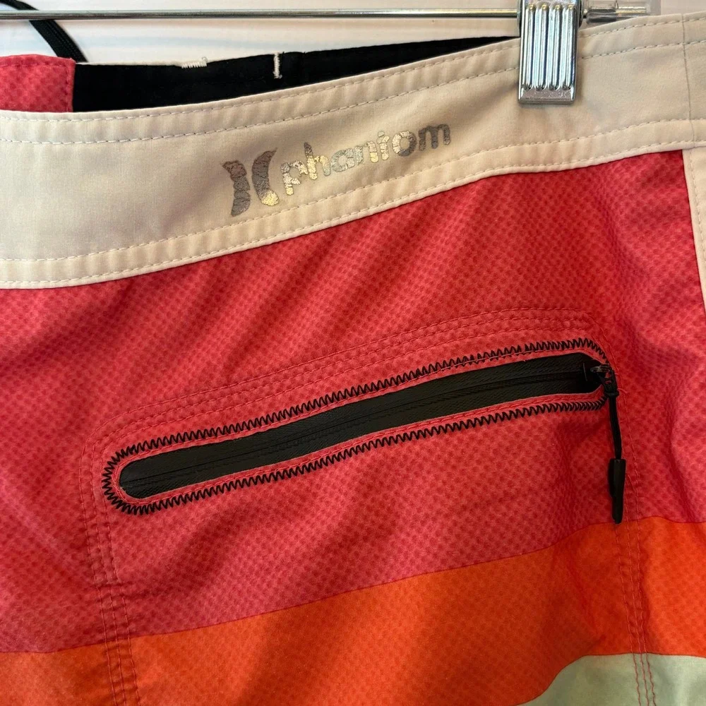 Hurley Phantom Board‎ Shorts Mens 34 Orange Pink Mint Green Striped Surf Swim